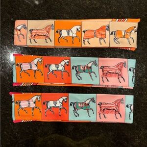Horses Handbag, Purse Wrap / Twill, Neck, Hair Ribbon Scarfs Lot of 3